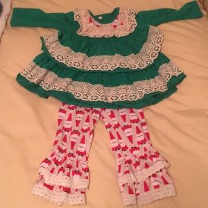 Sweetest Christmas top and bottoms for toddler